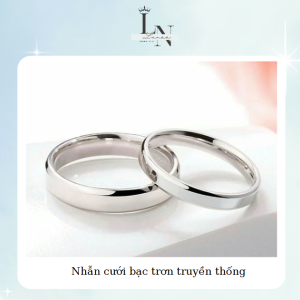 Nhẫn cưới bạc trơn truyền thống